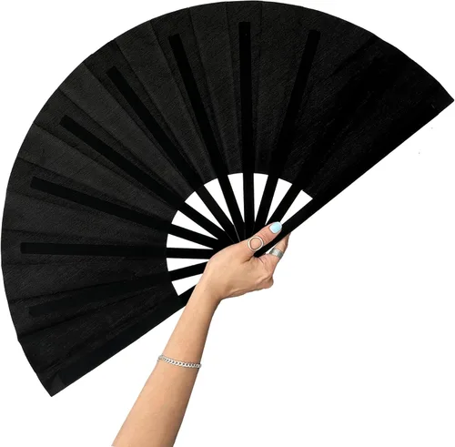 Vista 28 de Abanicos de mano plegables con bandera americana - Abanico grande de 13 pulgadas para rave, abanico que hace ruido y chasquea para baile de línea al
