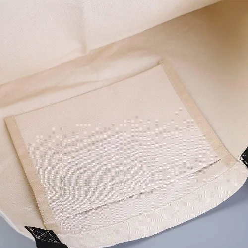 Vista 5 de Azuca Bolsas de lona reutilizables para comestibles con bolsillo interior, grandes compras en la playa, resistentes, 12 onzas, multiusos, natural
