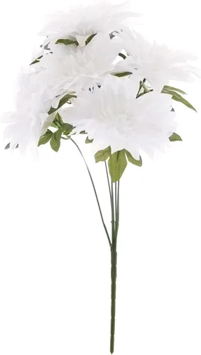 Vista 8 de Efavormart - Paquete de 2 arbustos de flores de dalia blanca de 20 pulgadas, ramos de boda artificiales Blanco