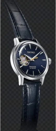 Vista 4 de SEIKO Presage Reloj automático de cuero azul con esfera azul SSA785J1, Azul, Moderno