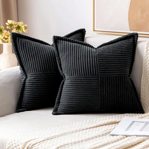 Vista 49 de MIULEE - Juego de 2 fundas de almohada beige de 12 x 12 pulgadas con entretejido, fundas de almohada a rayas bohemias supersuaves con textura