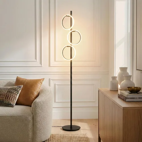 Vista 12 de Brightech Saturn - Lámpara de pie LED, diseño único que combina con decoración moderna y contemporánea, lámpara alta de 3 luces para sala Luz blanca