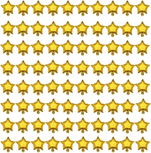 Vista 8 de 80 globos de aluminio con forma de estrella azul de 5 pulgadas para decoración de fiesta de cumpleaños.