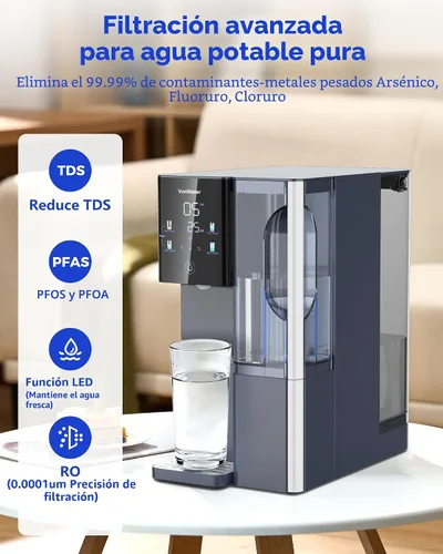 Vista 2 de Sistema de filtro de agua de 7 etapas por ósmosis inversa de mostrador, 528 galones de filtración de agua RO con jarra portátil, NSF/ANSI