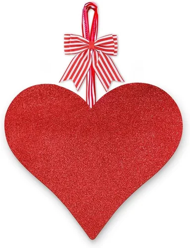Vista 8 de Letrero colgante de madera 3D para decoración de puerta de San Valentín Corazón rojo para decoraciones de San Valentín o decoración de pared
