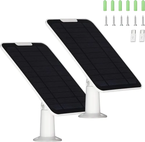Vista 10 de Panel solar mejorado de 5 V 6 W para cámara de seguridad, compatible con Eufycam 2C/2C Pro/2/2 Pro/E20/E40/E, con puerto micro USB, adaptador USB-C