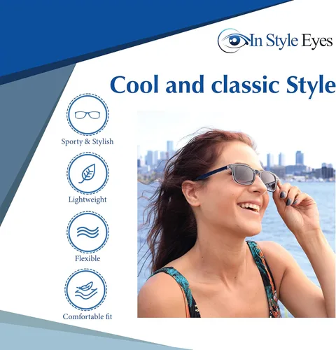 Vista 5 de In Style Eyes Rescue Me gafas de sol clásicas para viaje con aumento No bifocales, Azul