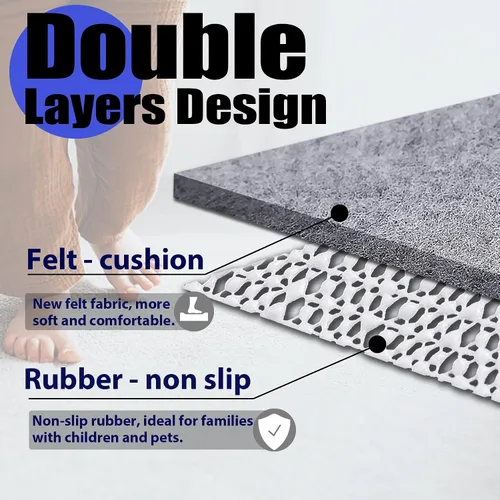 Vista 2 de Almohadillas Antideslizantes para Alfombras - 2x3, 1/4" de Grosor, Fieltro + Goma de Doble Capa para Tapete de Área, Proporciona Protección