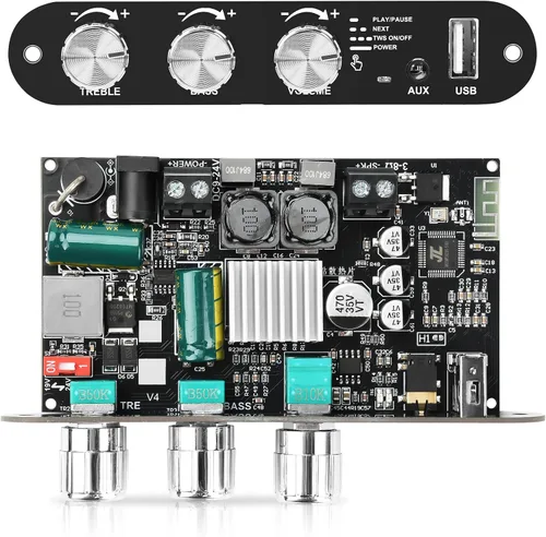 Vista 19 de Daakro 2 placas amplificadoras Bluetooth ZK-1001B, placa amplificador de canal mono de 100 W con función de emparejamiento TWS, CC 7-24 V, entrada