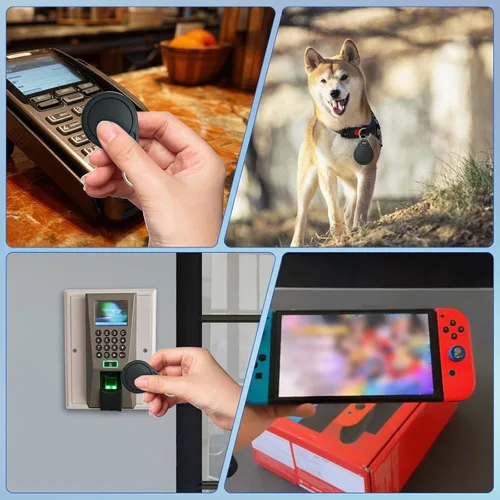Vista 8 de Ntag215 NFC Fob, llavero NFC 215 regrabable negro programable NFC Tag 504 bytes memoria NFC tarjeta de visita compatible con teléfono móvil