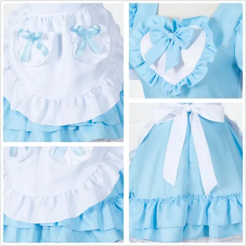 Vista 4 de Elibelle Disfraz de anime japonés clásico Sissy Maid Sweet Kawaii de corazón para cosplay, guantes peludos con orejas de gato