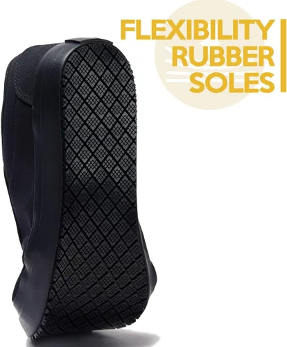 Vista 7 de Zapatos de trabajo antideslizantes para hombres y mujeres, unisex, color negro, casual, resistentes a las manchas y al aceite, tenis de servidor