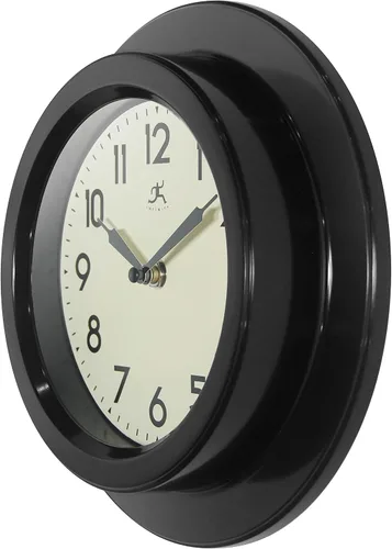 Vista 5 de Infinity Instruments Retro Escape - Reloj de pared para interiores de plástico de 9.75 pulgadas con movimiento silencioso, color negro Silent