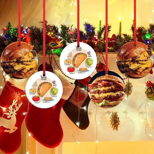 Vista 7 de Receta de tacos Adorno de Navidad Adorno colgante de tortilla Adorno de Navidad 2023 Regalo de Navidad Decoración de árbol de Navidad, adorno