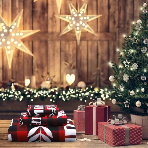Vista 3 de Moukeren Juego de 3 toallas de baño navideñas absorbentes de agua, suaves toallas de baño de Navidad, copos de nieve, Papá Noel, árbol de Navidad