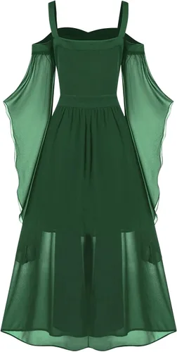 Vista 3 de YUTANRAL Vestido de Halloween para mujer, vestido largo de moda de talla grande, vestido gótico medieval vintage, vestido renacentista, disfraz