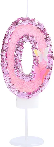 Vista 18 de Decoración de vela 3D con diseño de mariposa rosa número 10