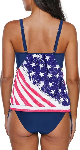 Vista 6 de American Trends Trajes de baño tankini para mujer, de dos piezas, camiseta deportiva sin mangas con pantalones cortos, traje de baño modesto