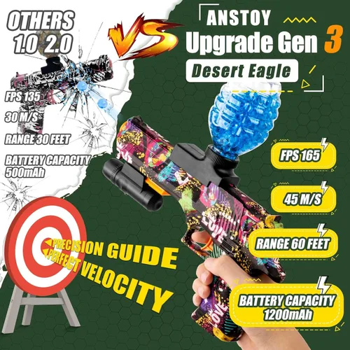 Vista 3 de Anstoy Gel Ball Blaster - Lanzador de bolas de gel ecológico, divertido juguete para el aire libre, para niños y niñas a partir de 12 años
