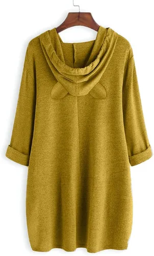 Vista 2 de Sudadera de manga larga con cuello redondo y bolsillos para mujer, diseño de leopardo y costuras de puños
