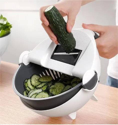 Vista 4 de Rallador De Verduras Con Cesta Húmeda Para Escurrir 9 En 1 .CV