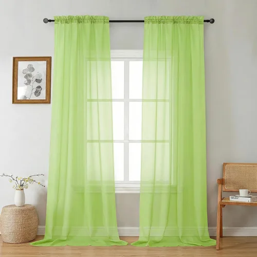 Vista 110 de Gwine Cortinas transparentes negras de 108 pulgadas de largo Negro