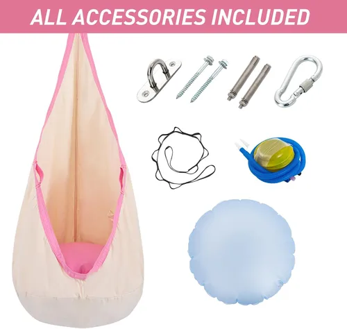 Vista 6 de YAERSI Silla de hamaca infantil de algodón con cojín inflable de PVC
