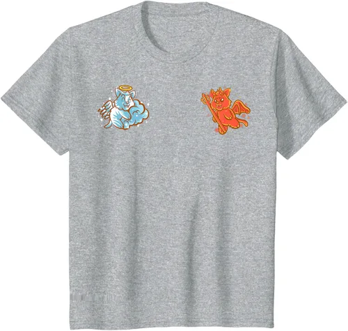 Vista 39 de Camiseta de gato ángel y diablo sentado en tu hombro Nerd Kitten, Negro