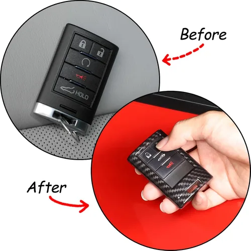 Vista 2 de Funda para llavero Chevy Corvette C6, 2005-2013, protección inteligente para llave remota, patrón de fibra de carbono