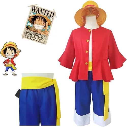 Vista 6 de Disfraz de anime Luffy Cos Anime para hombres y niños, disfraz de Halloween y carnaval
