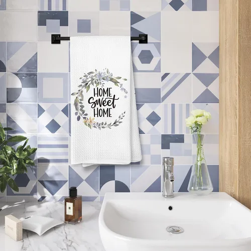 Vista 5 de Voatok Home Sweet Home Garland - Toalla de baño con diseño de guirnalda de dulces regalos para la familia, decoración de inauguración de la casa