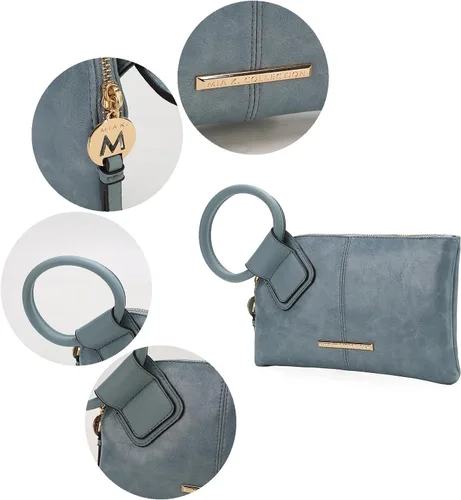 Vista 7 de MKF Collection Mia K - Cartera de mano para mujer, bolso pequeño negro con asa circular