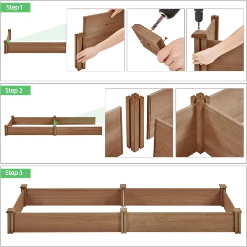 Vista 5 de Yaheetech Jardinera elevada para cultivo de verduras, color marrón oscuro
