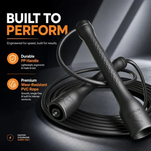 Vista 10 de Cuerda de Saltar para Entrenamiento, Cuerda de Saltar de PVC de 5mm, Longitud Ajustable con Manijas a Prueba de Rompimiento, Ideal