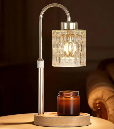 Vista 11 de MEIXISUE - Lámpara calentadora de velas con temporizador y atenuador, regalos de luz ámbar eléctrica para mujeres, lámpara calentadora de cera