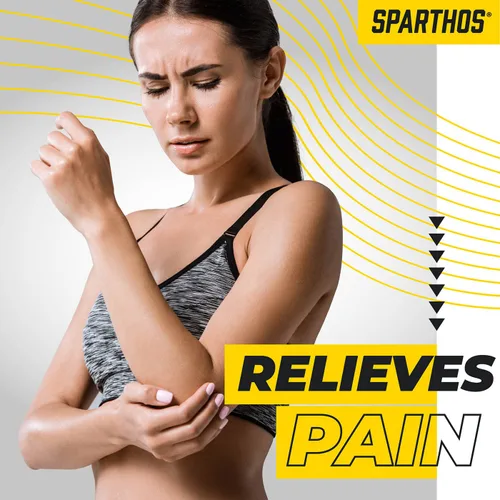 Vista 6 de Sparthos Codera de tenis (paquete de 1) – para tendinitis, dolor de antebrazo, soporte de codo de golf – Banda de brazo con almohadilla