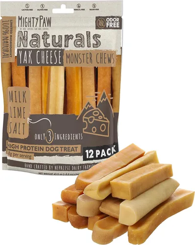 Vista 15 de Mighty Paw Golosinas masticables de queso Yak para perros Golosinas para mascotas 100% naturales de larga duración. Sin olor y excelentes