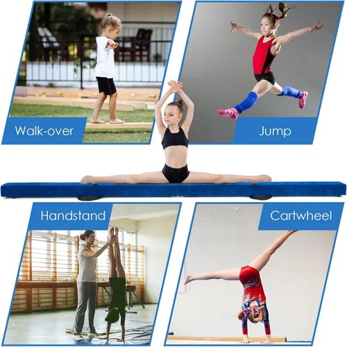 Vista 7 de Giantex Haz de equilibrio de 7/8/9 pies, haz de gimnasia plegable con asas de transporte, base de goma antideslizante para niños, haz de gimnasia