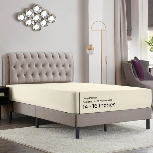 Vista 29 de Empyrean Bedding Sábanas de cama individual – Sábana bajera ajustable de 14 a 16 pulgadas individual – Sábana bajera súper suave individual – Sábana