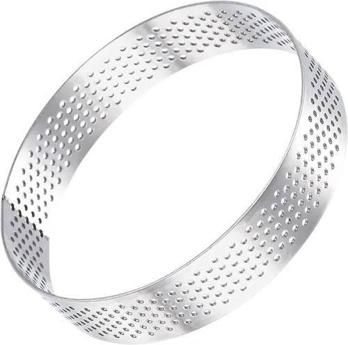 Vista 4 de uxcell Anillos pequeños de acero inoxidable para tartas, anillo perforado para mousse, para hornear cocina, resistente al calor, 3.5 pulgadas