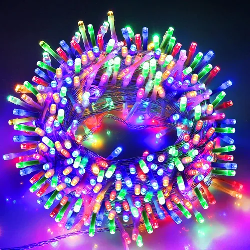 Vista 9 de Tira de luces de Navidad, 33 pies, 100 luces LED blancas para árbol de Navidad, tira de luces conectables para interiores, cable transparente, 8