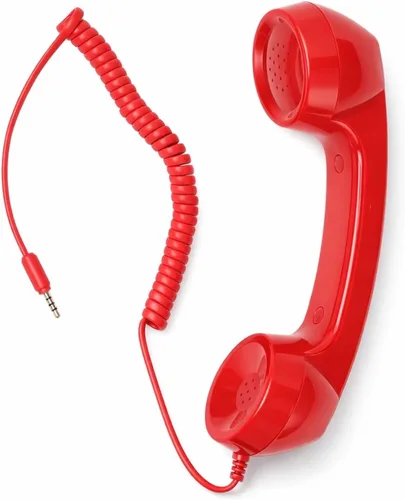 Vista 10 de Jiawu Auricular de teléfono retro vintage, receptor de teléfono celular, micrófono con altavoz para teléfono celular, teléfono inteligente y Negro