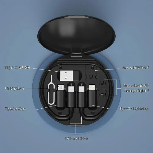 Vista 2 de Adaptador USB YANZI, cable de carga Micro USB con adaptador USB C para iluminación, adaptador de iluminación a USB C, caja de almacenamiento