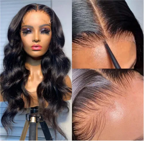 Vista 8 de BEEOS - Peluca frontal encaje HD 13x6 ondas corporales densidad 180% cabello humano nudos decolorados 18 pulgadas