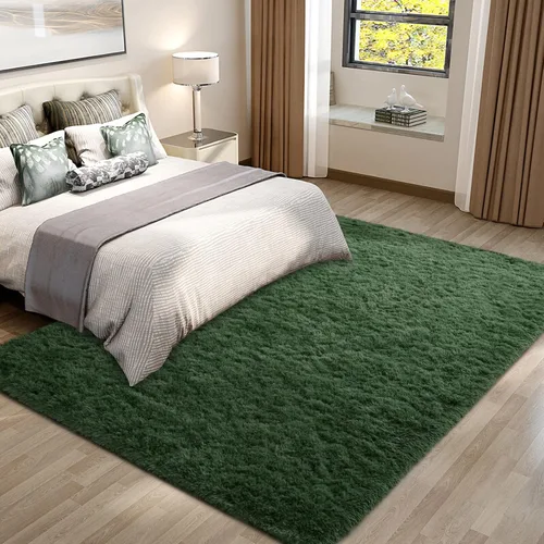 Vista 8 de Pettop Alfombra de Área Esponjosa Verde Profundo para Dormitorio Sala de Estar, 3x5 Pies Alfombras Shaggy de Felpa Super Suaves y Peludas para Niñas