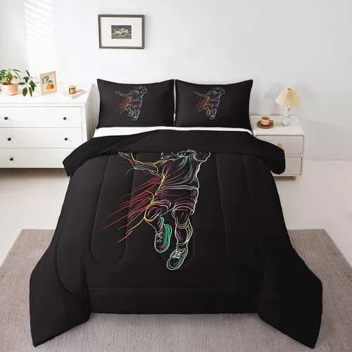 Vista 32 de Juego de ropa de cama de baloncesto para niños y adolescentes, juego de edredón deportivo para niños, tamaño matrimonial, suave, ligero, decoración
