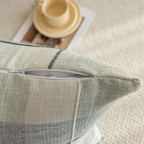 Vista 6 de vctops Funda de Almohada Decorativa de Algodón y Lino con Celosía Rústica Funda de Cojín Lumbar con Bordado Funda de Almohada para Sofá Dormitorio