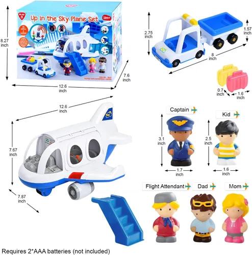 Vista 6 de Juguetes de avión PLAY para niños - Juguetes de avión para niños pequeños, aviones de viaje para niños de 2 años en adelante con figuras pequeñas
