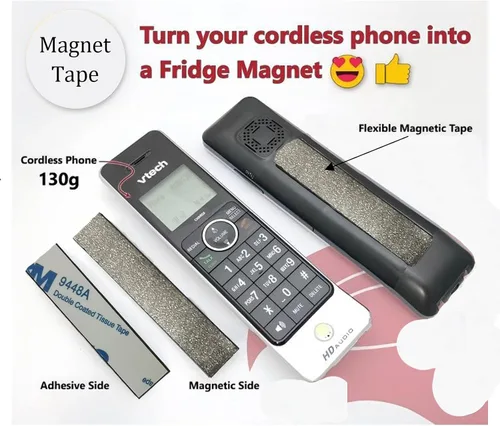Vista 6 de Tira magnética flexible de neodimio de 1.00 pulgadas de ancho, cinta magnética de goma con autoadhesiva 3M (60 pulgadas), rollo de tiras de cinta