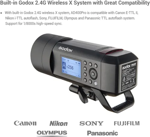 Vista 3 de Godox AD400Pro Witstro - Flash para exteriores todo en uno